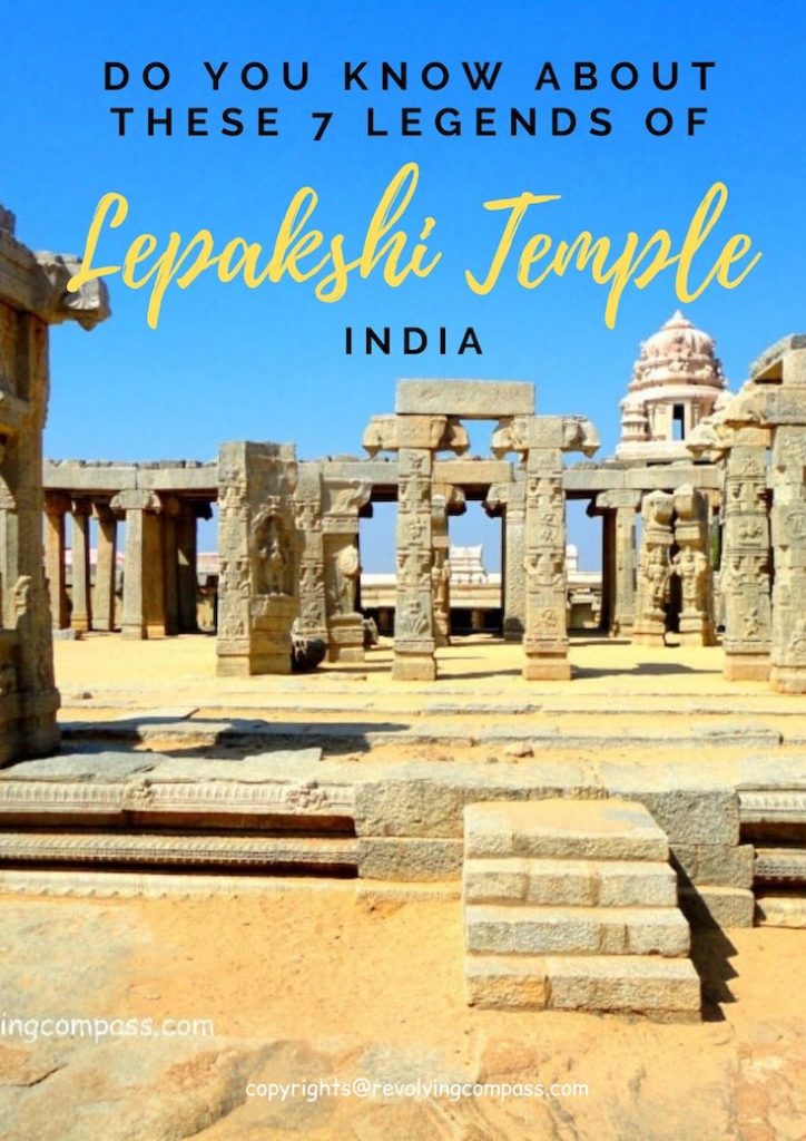 Discover 7 wonders of the temple of Lepakshi on a day trip from Bangalore, India | Sita's footprint | An eye in the wall with blood marks | An incomplete kalyan mandapa (wedding hall) | A hanging pillar | Legends of Ramayana