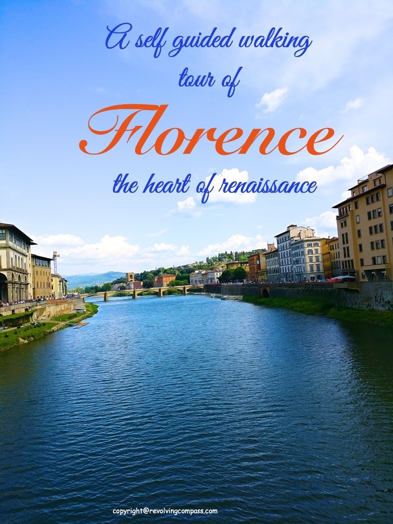 A self planned walking tour of florence. Self guided tour of florence along the bank of the river Arno. Also consists of a google map with all the sites marked