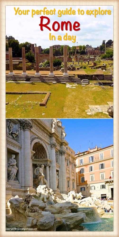 Your perfect guide to see Rome in a day .. Covering the Pantheon, Vatican Museum, Sistine Chapel, Trevi Fountain, St. Peters Basillica, Roman Forum, Colosseum and the Piazza Navona