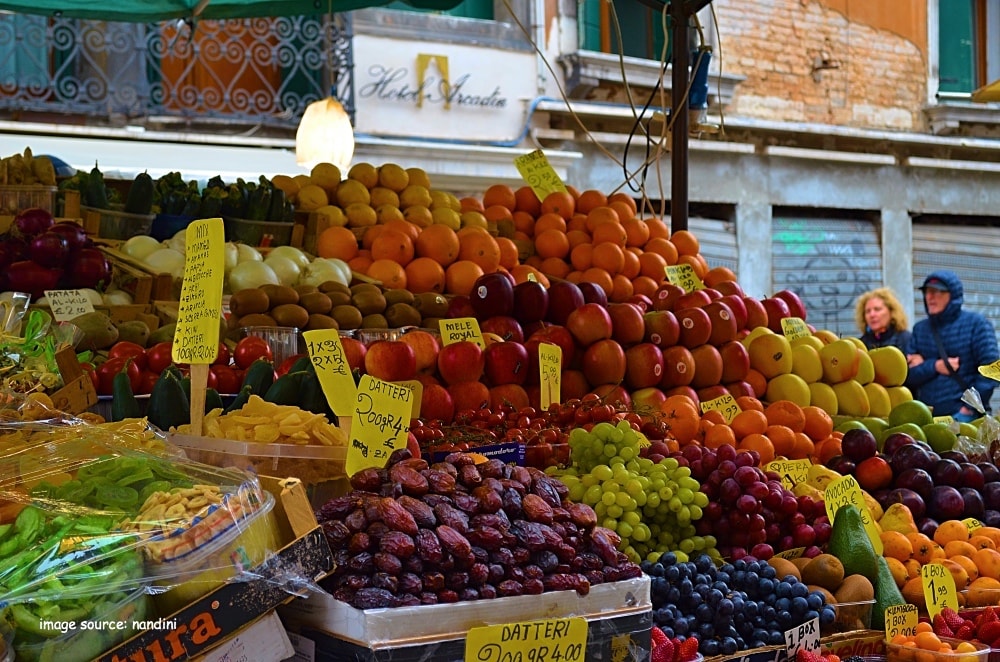 A fruit market in Venice