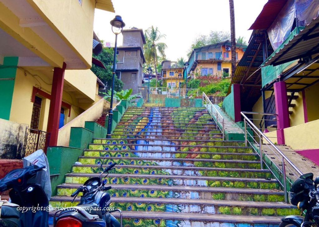 Peacock steps | Fontainahas | Panjim , Goa | Revolving Compass | Self Guided Walking Tour of Fontainhas